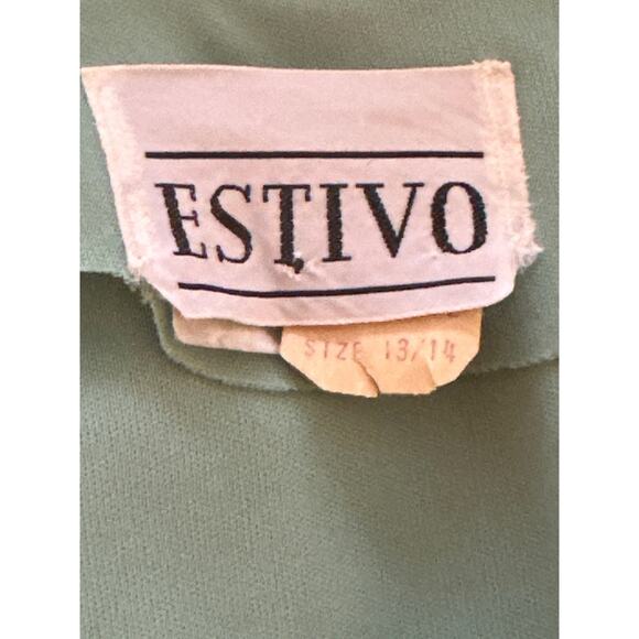 ESTINO VTG 60/70’s Disco Retro Lime Embroidered Flowers Flare Leg Jumpsuit 13/14 - Picture 11 of 16